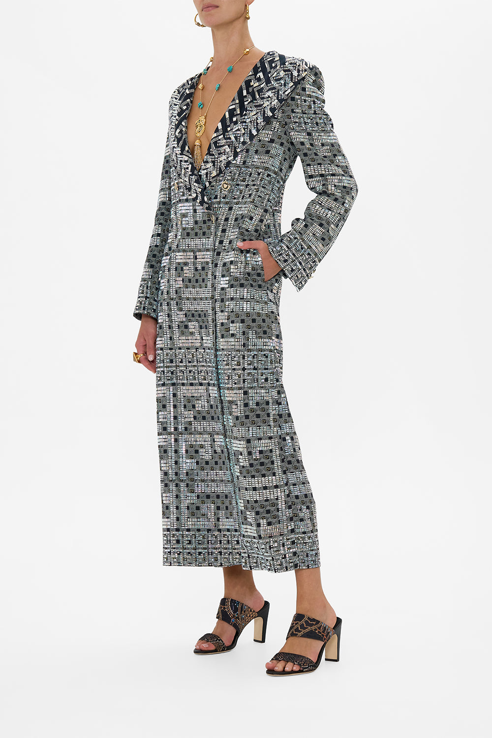 LONG COAT WITH HOOD READ MY GLYPHS