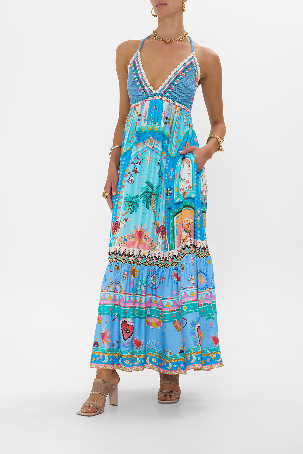LONG DRESS WITH CROCHET BRA A PAINTED VILLAGE