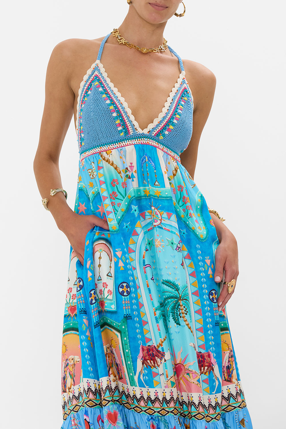 LONG DRESS WITH CROCHET BRA A PAINTED VILLAGE
