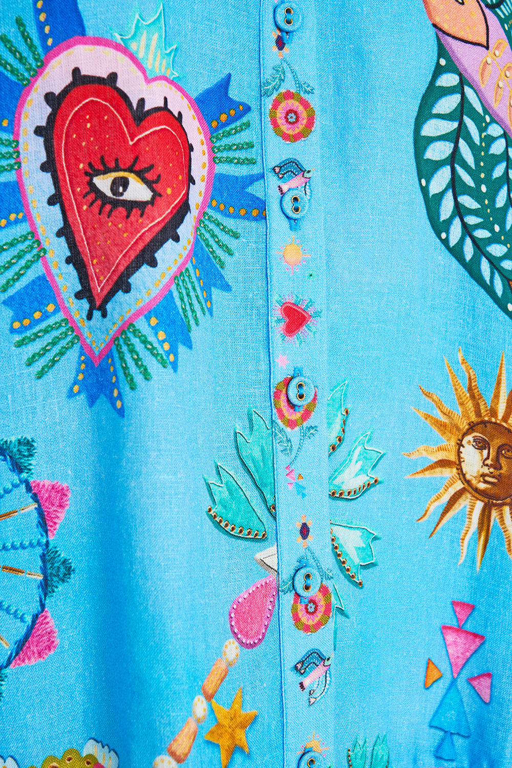 LONG SLEEVE TIERED SHORT DRESS A PAINTED VILLAGE