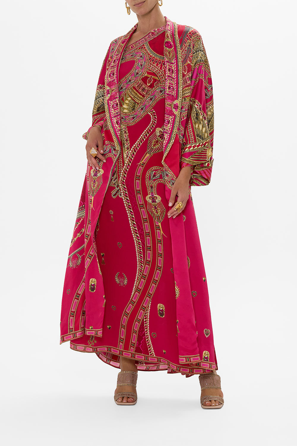 LONG ROBE WITH NARROW COLLAR KISSED BY A COBRA