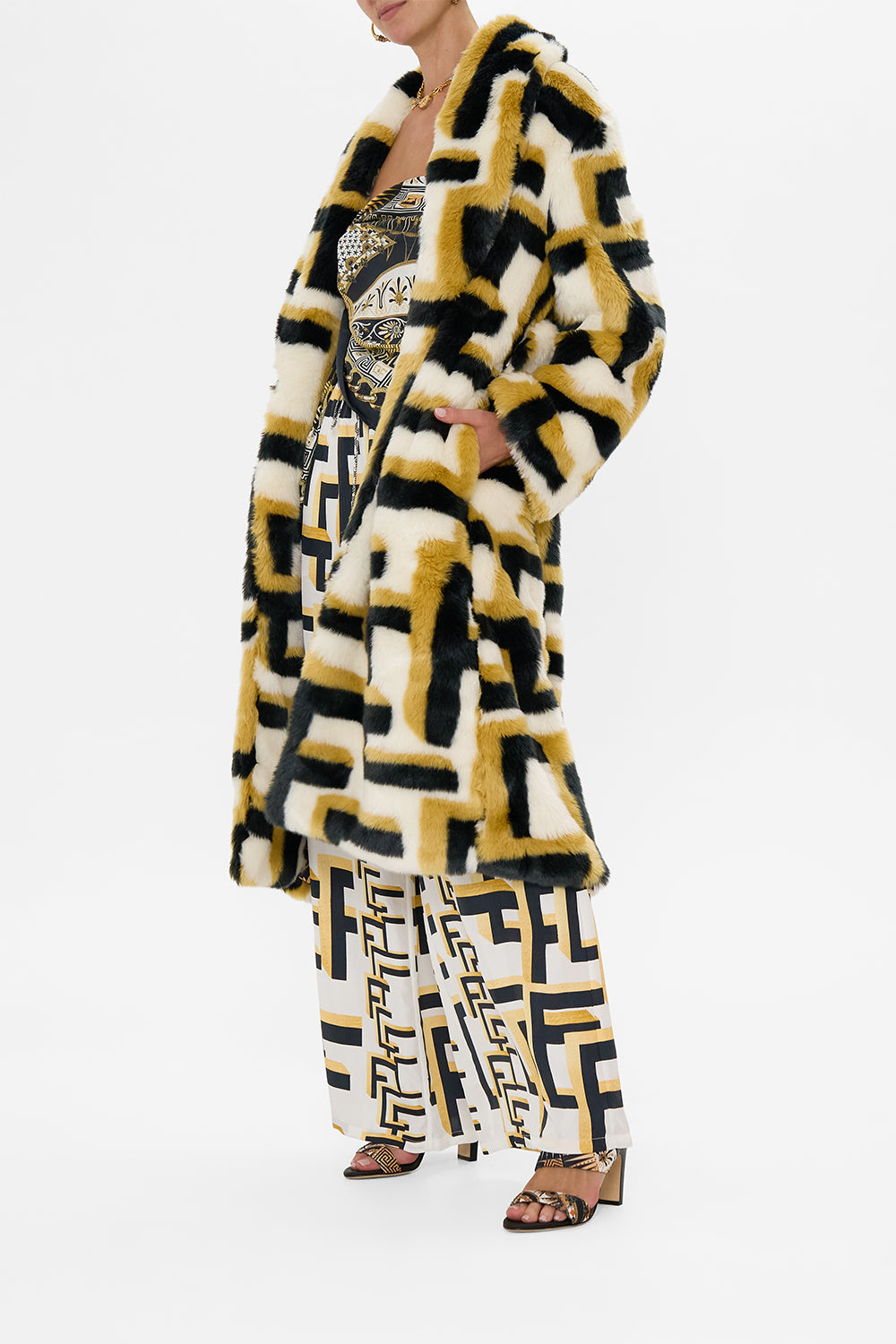 LONG TEDDY COAT - MONOGRAM TEMPLES OF DENDARA