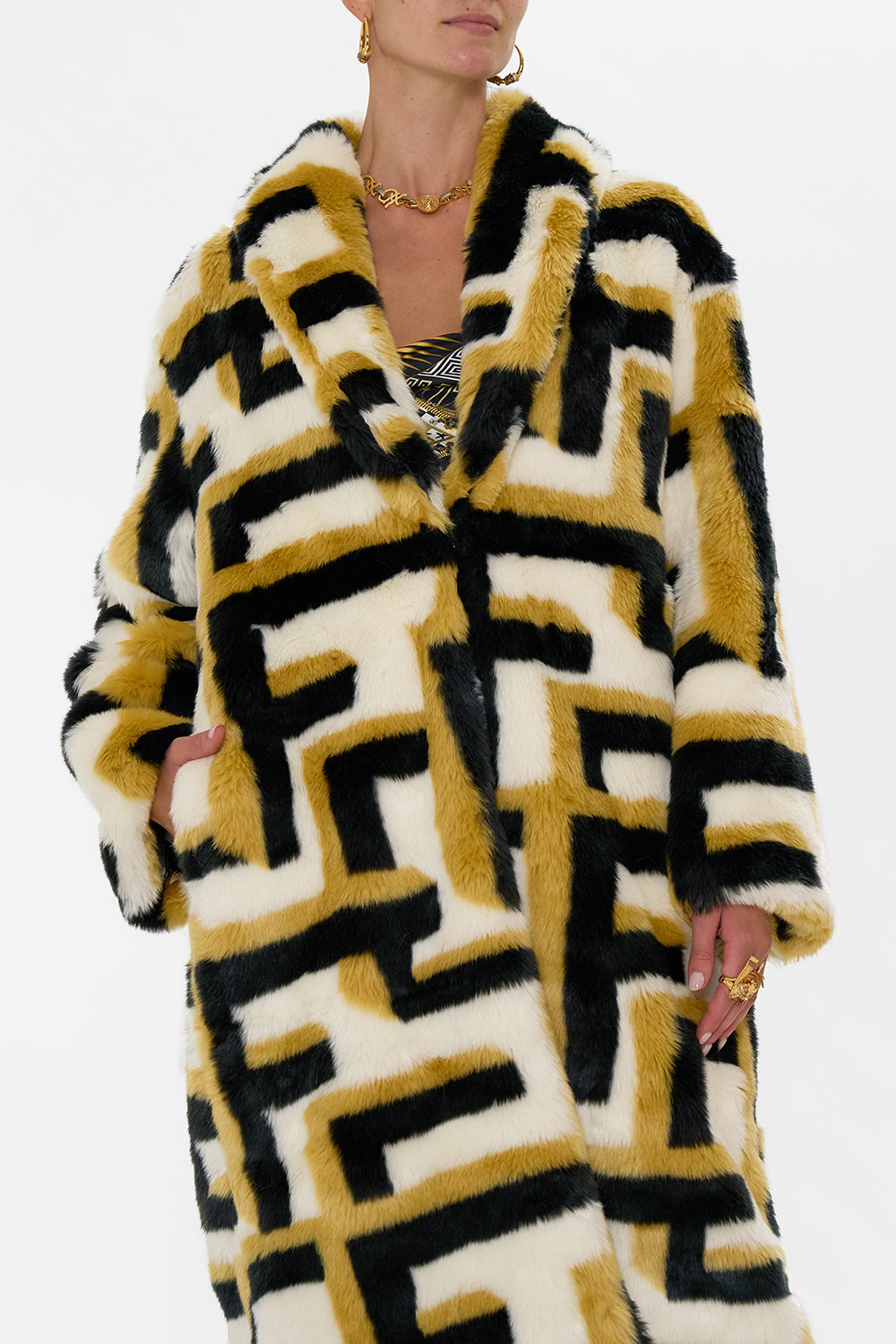 LONG TEDDY COAT - MONOGRAM TEMPLES OF DENDARA