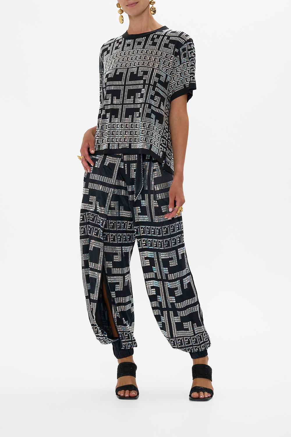 ASYMMETRICAL BELTED PANT READ MY GLYPHS