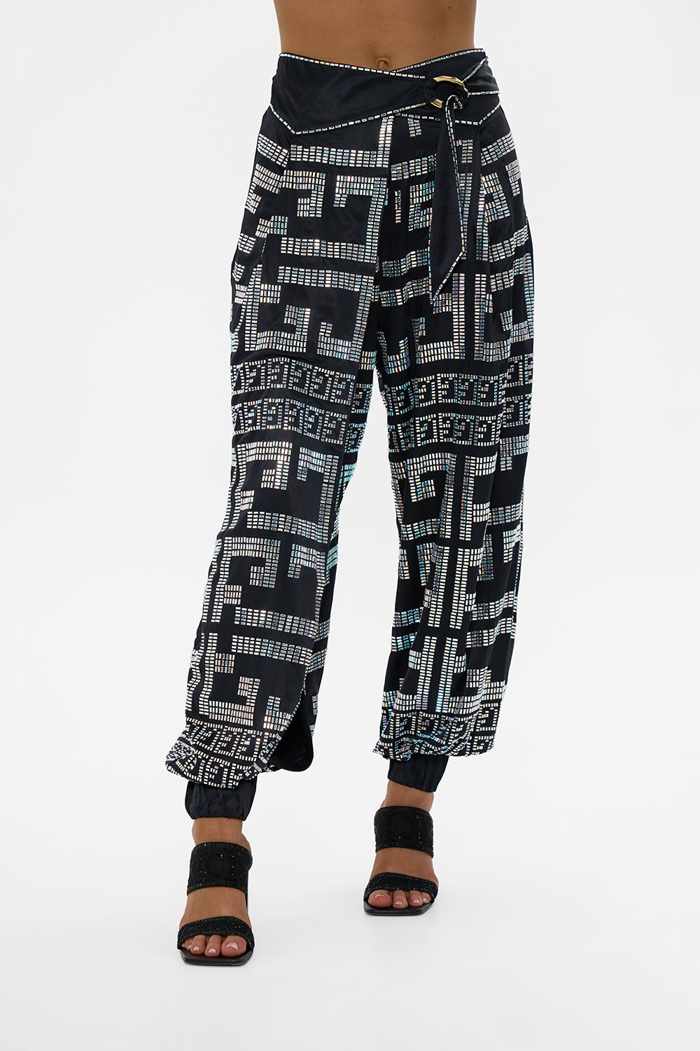 ASYMMETRICAL BELTED PANT READ MY GLYPHS