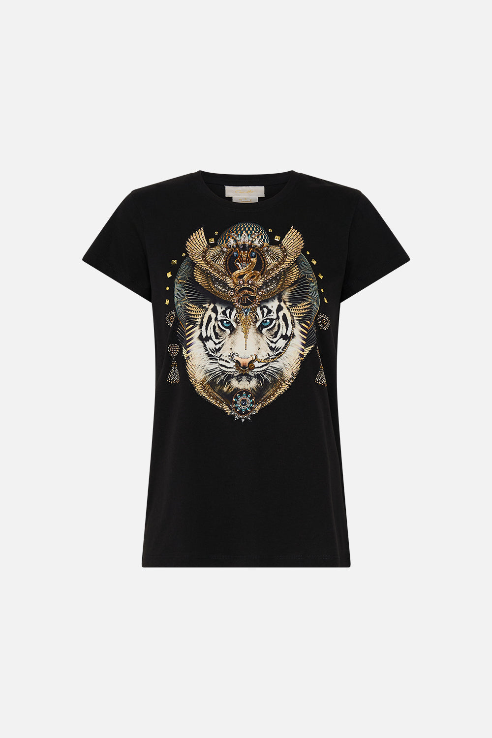 SLIM FIT ROUND NECK T-SHIRT - BLK/GOLD CALL ME CLEOPATRA