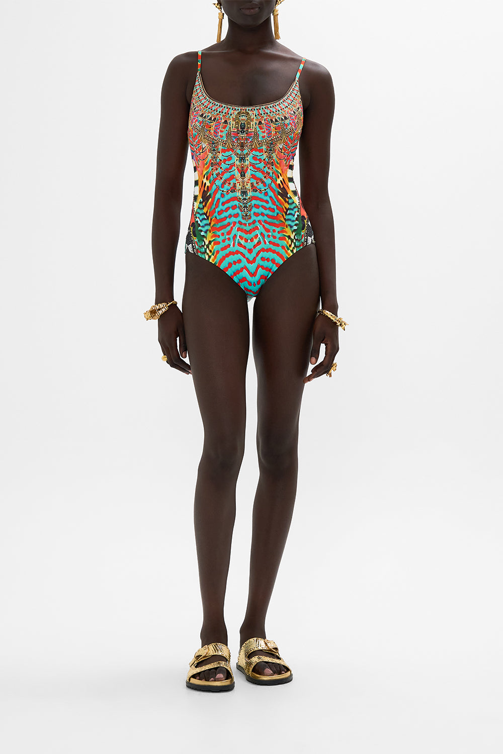 CAMILLA Scoop Neck One Piece in Desert Visions print.