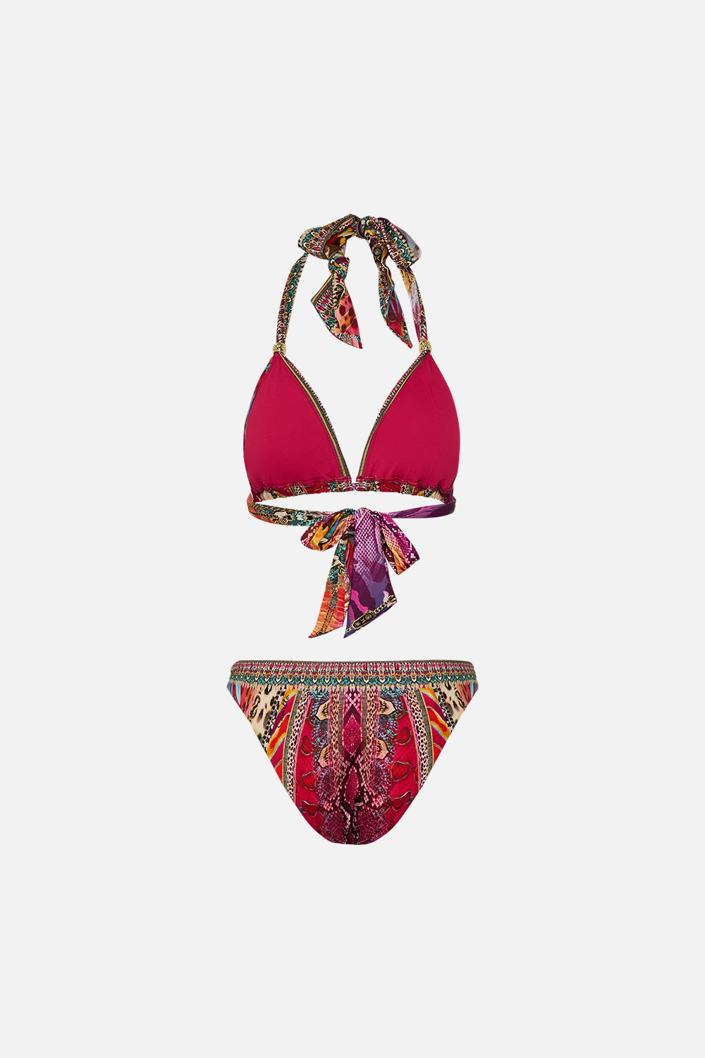 CAMILLA Soft Tie Bikini with Trim in Sahara Supernatural print.