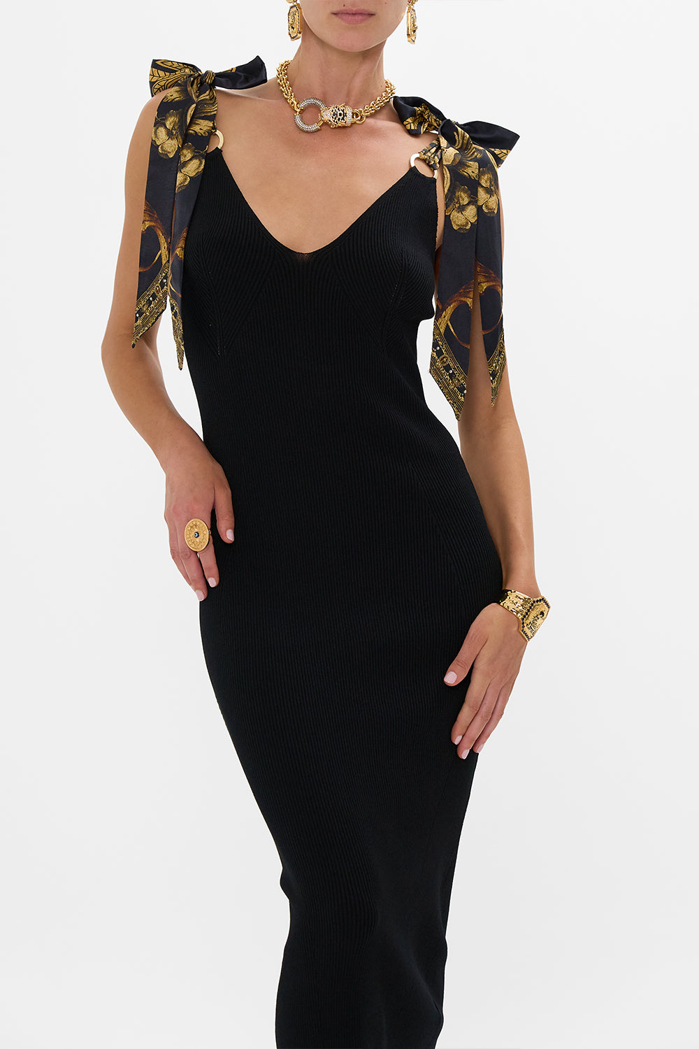 LONG KNIT DRESS WITH SILK TIES ERA OF EMPIRES