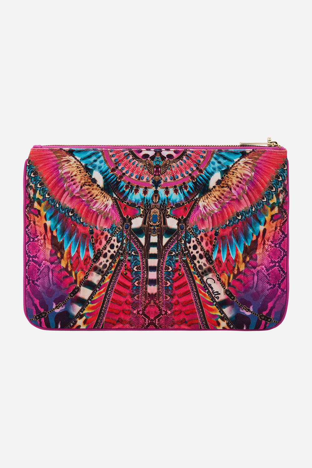 CAMILLA Small Canvas Clutch in Sahara Supernatural print.