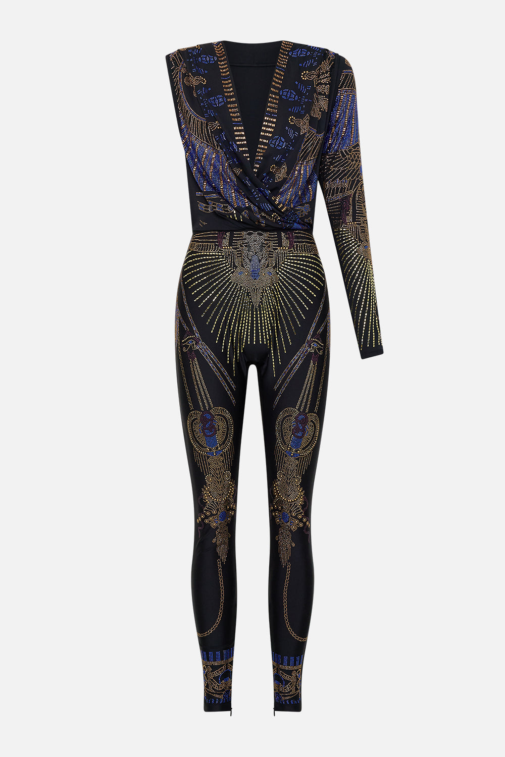 ONE SLEEVE HOODED CATSUIT SOLID BLACK