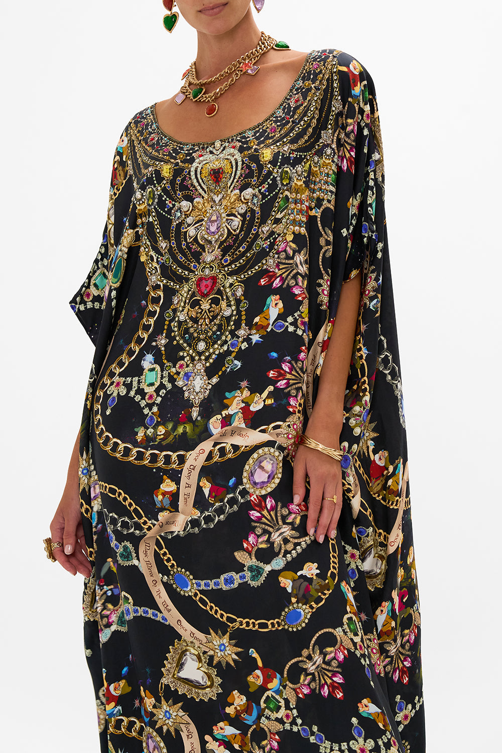 Disney CAMILLA silk kaftan in Happily Ever After print