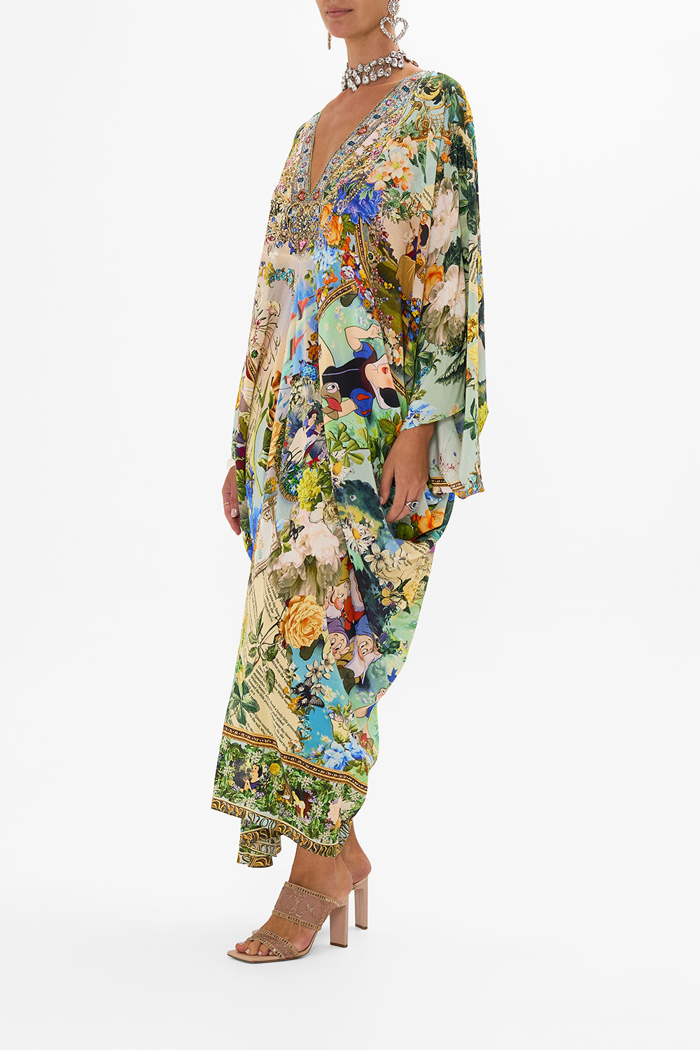 Disney CAMILLA silk kaftan in The Kindest One Of All print