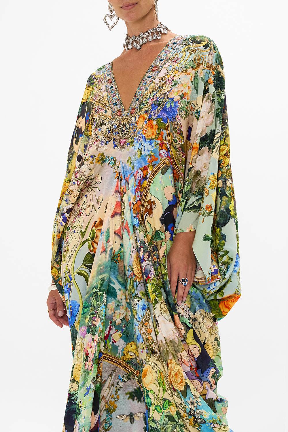 Disney CAMILLA silk kaftan in The Kindest One Of All print