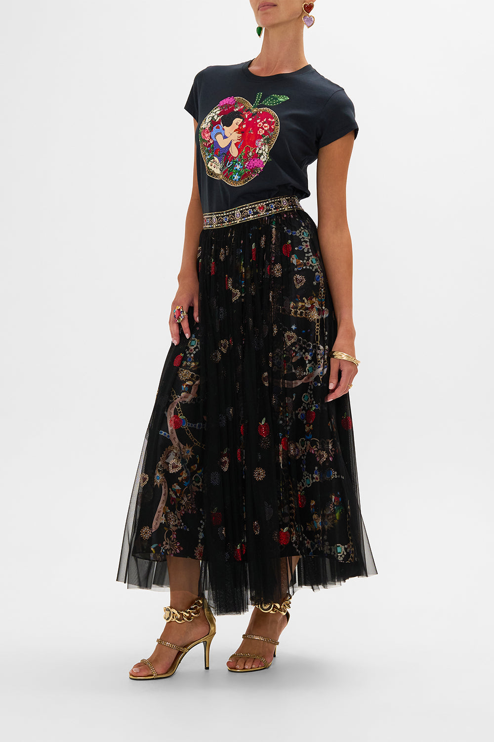 Disney CAMILLA slim fit graphic tee in Happily Ever After print