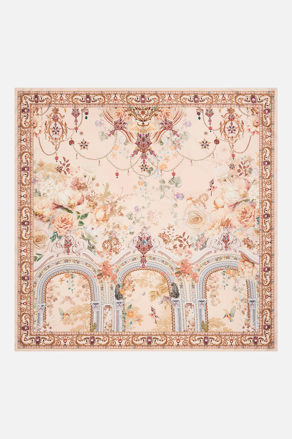 CAMILLA floral silk square scarf in Adorned in Antiquity print.