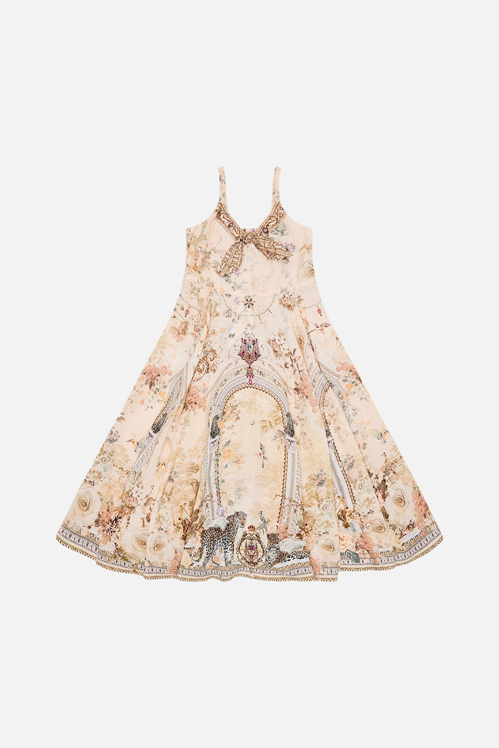 Milla By CAMILLA kids tie front maxi dress 4-10 in Adorned in Antiquity print.