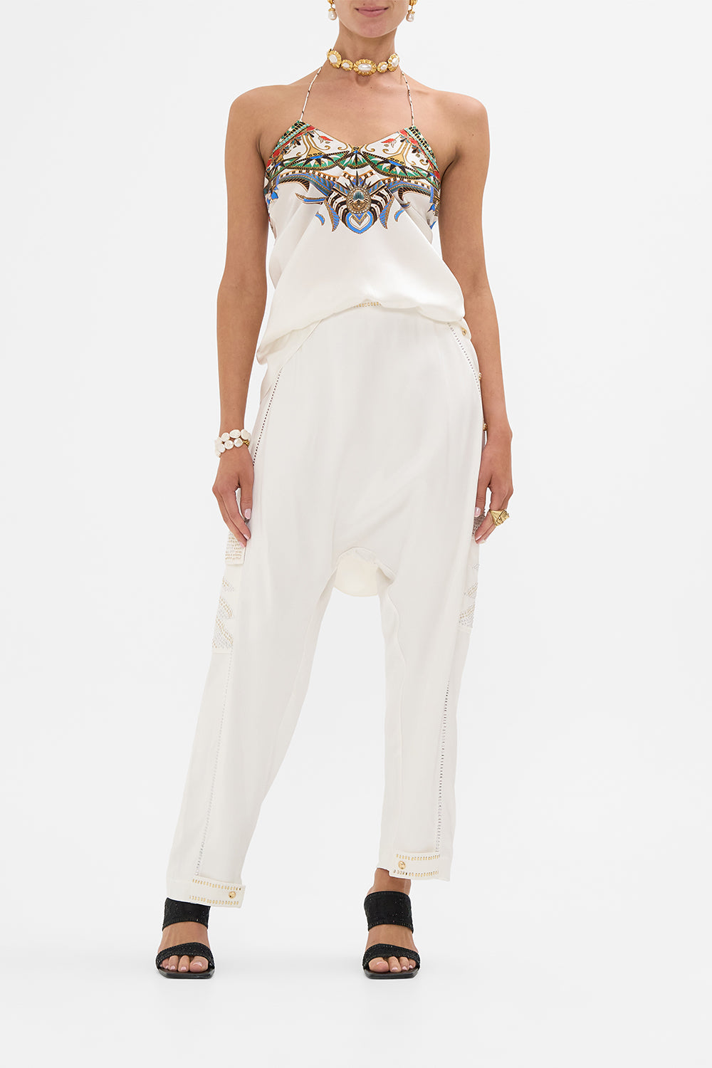 CAMILLA Raglan Sleeve Blouse with Cuff in Valley of the Queens print