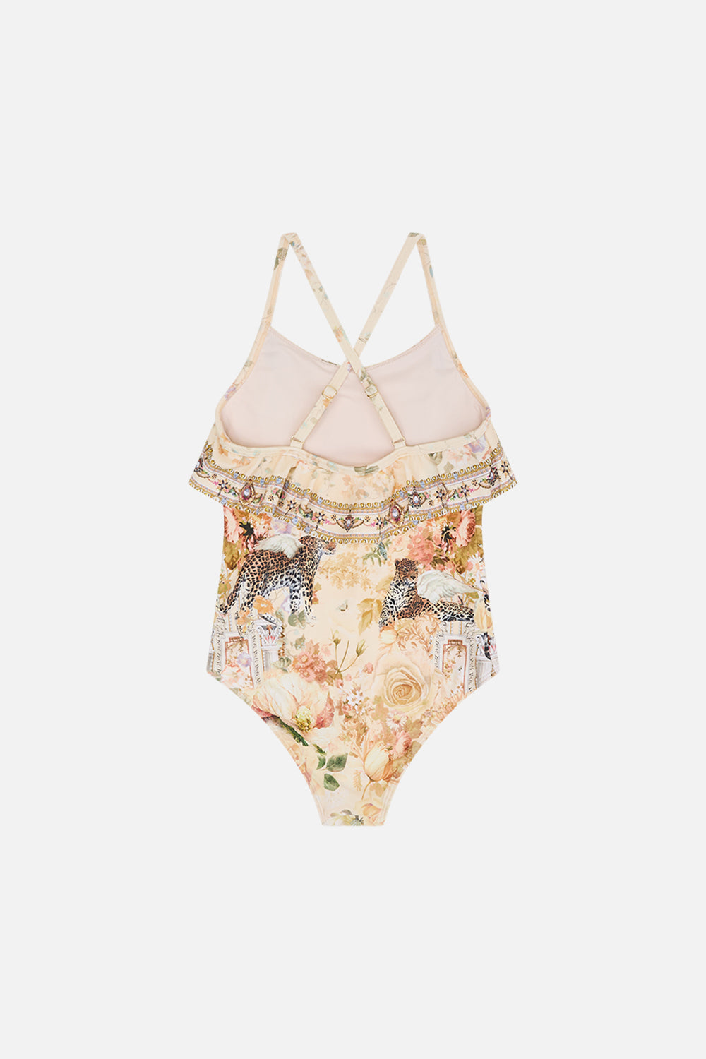 Milla By CAMILLA floral kids neck frill one-piece 4-10 in Adorned in Antiquity print.