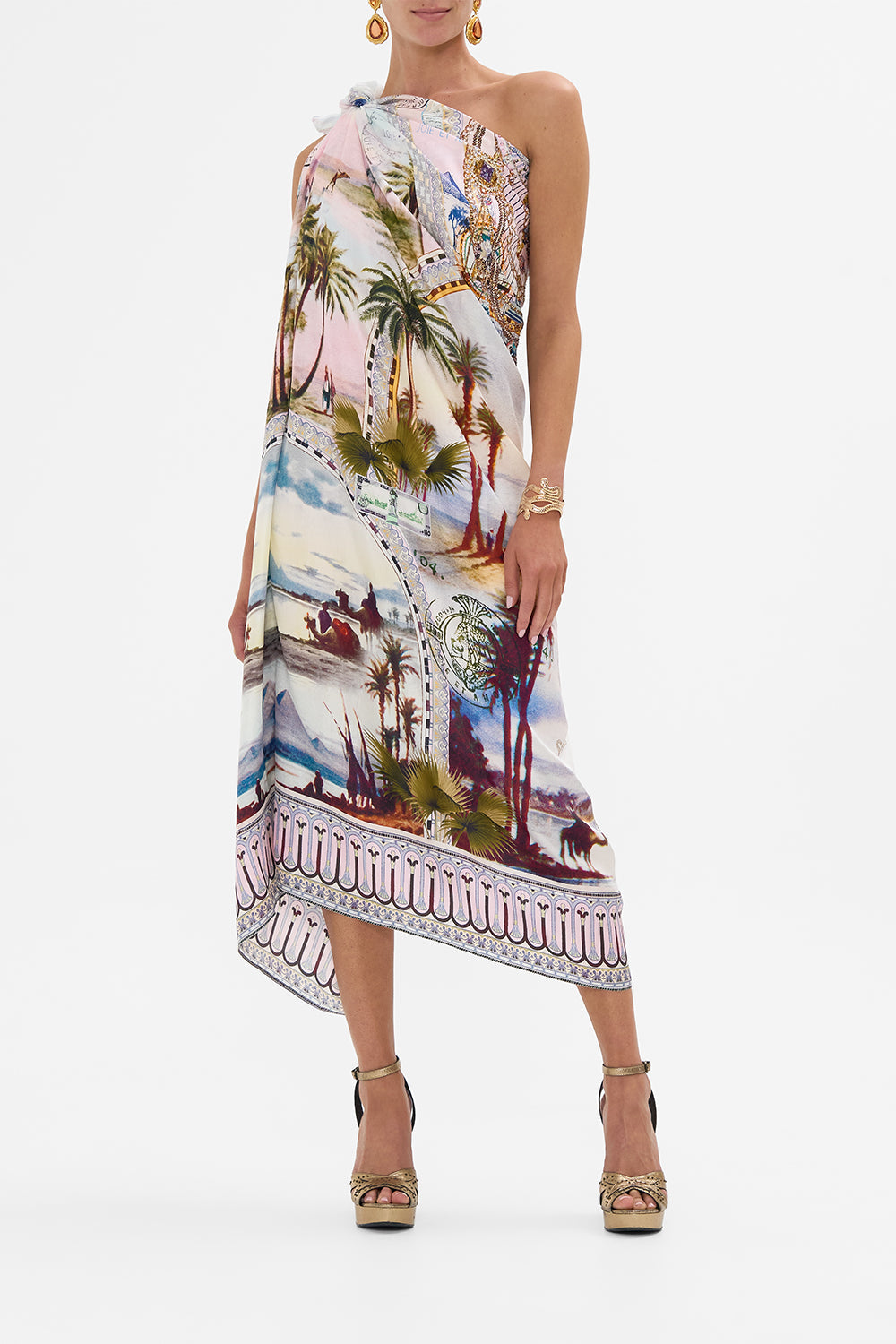 CAMILLA round neck kaftan in Call Me in Cairo print.