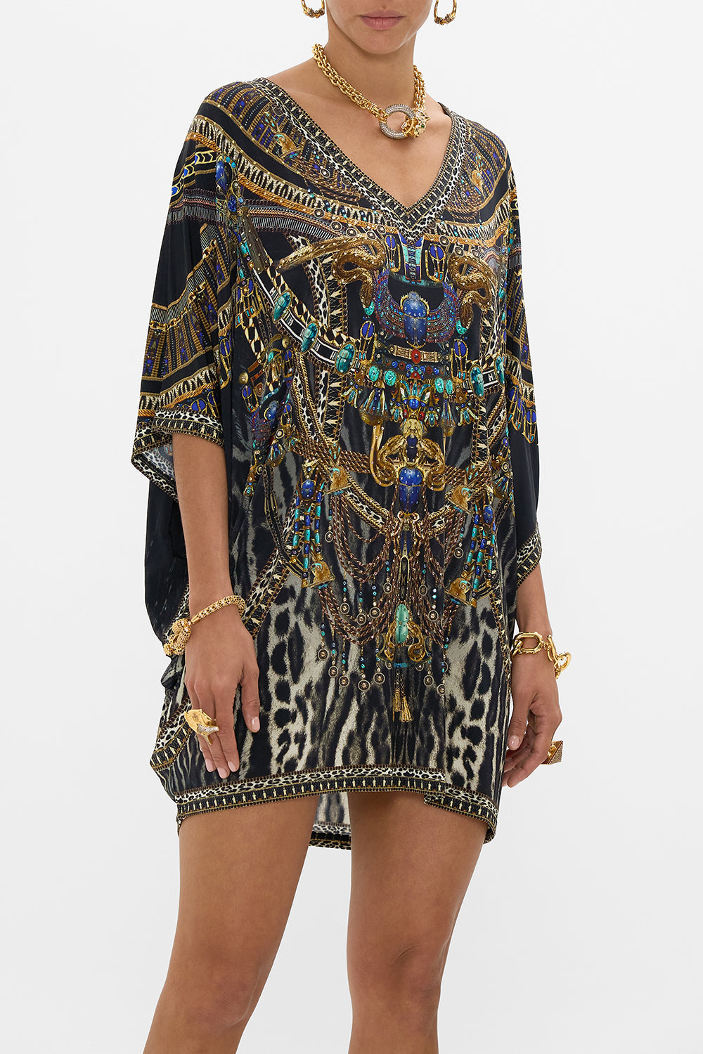 CAMILLA Bast Sleeve Dress in Cat Worship print.