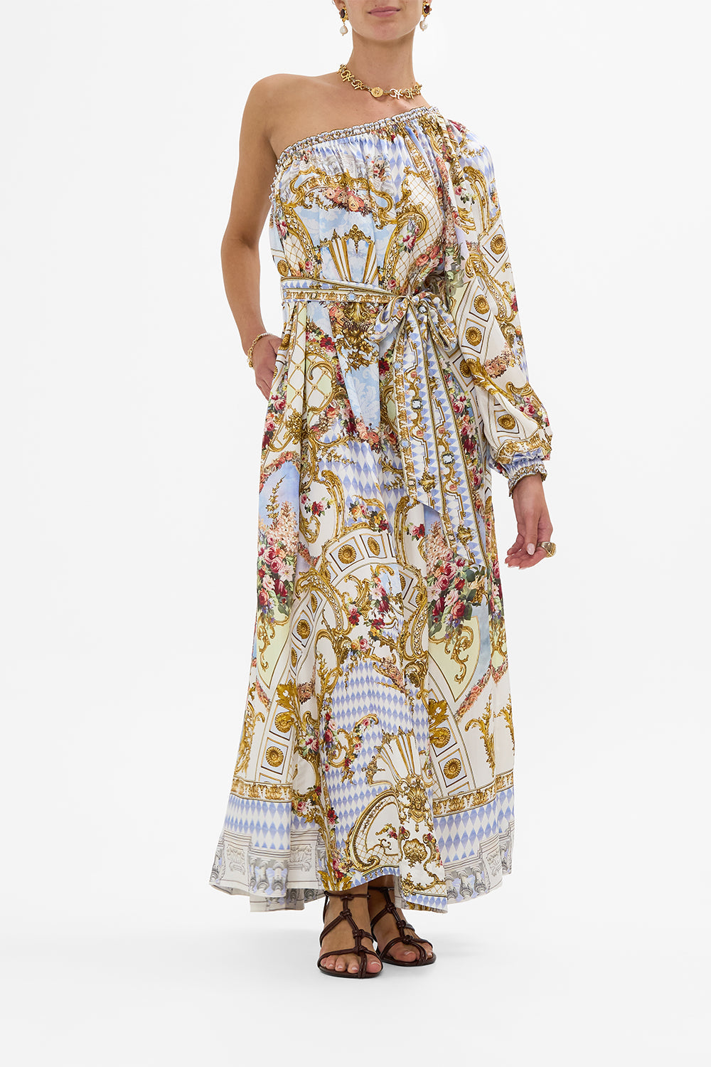 ONE SHOULDER DRESS WITH BLOUSON SLEEVE THRONE GAMES