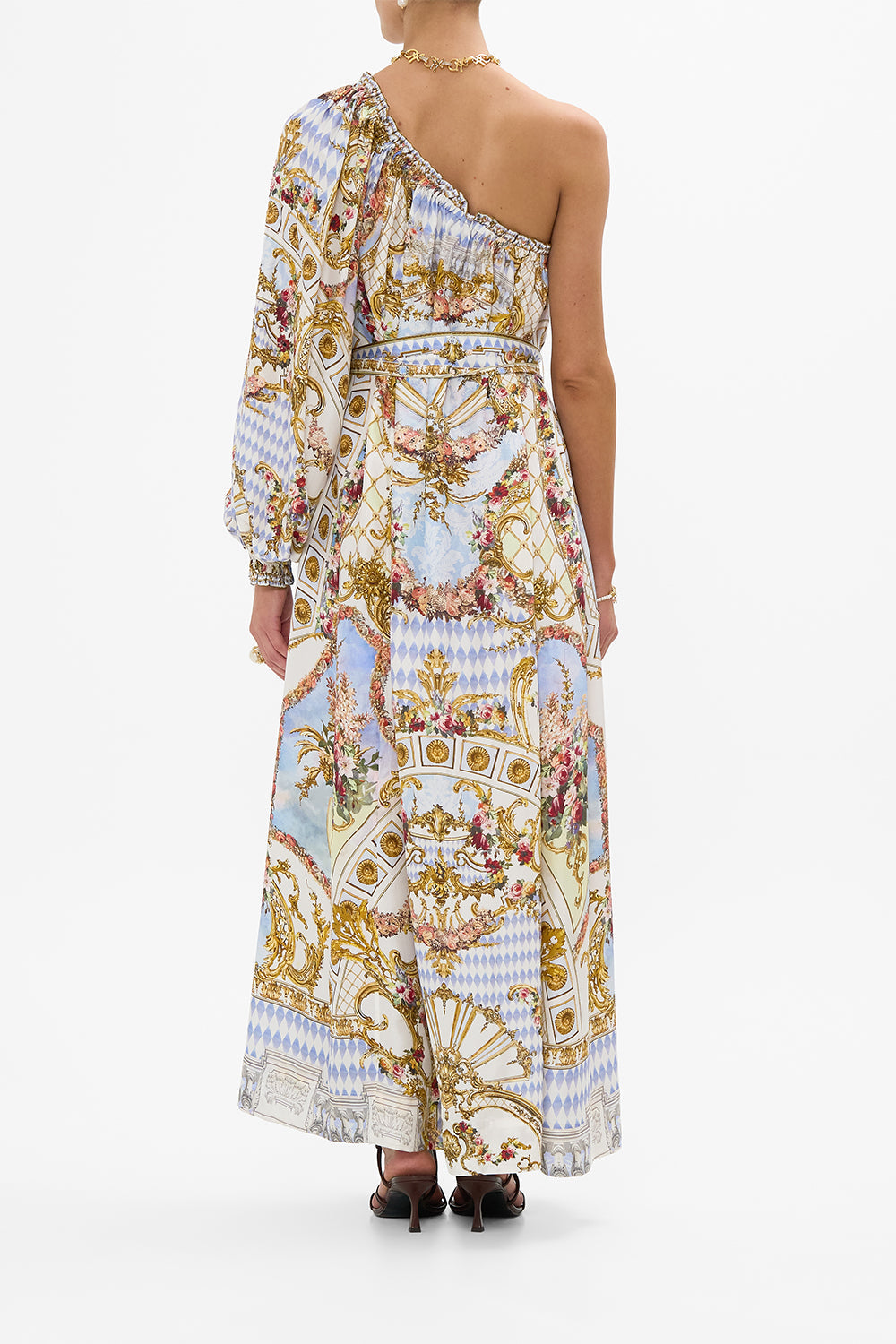 ONE SHOULDER DRESS WITH BLOUSON SLEEVE THRONE GAMES