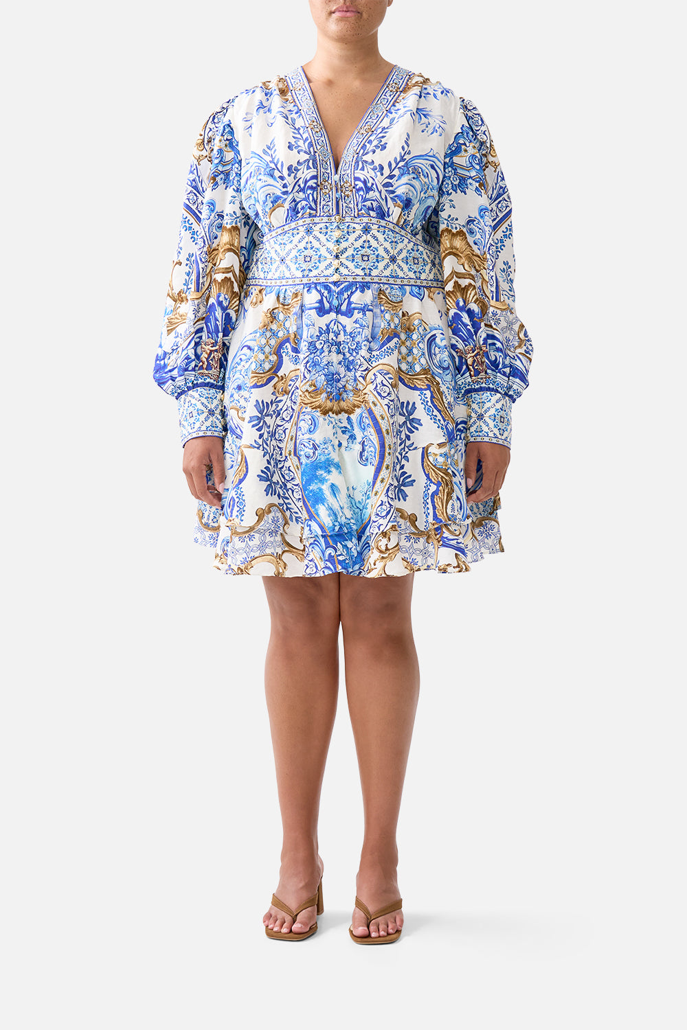 BUTTON FRONT FRILL DRESS AZUL ADVENTURES