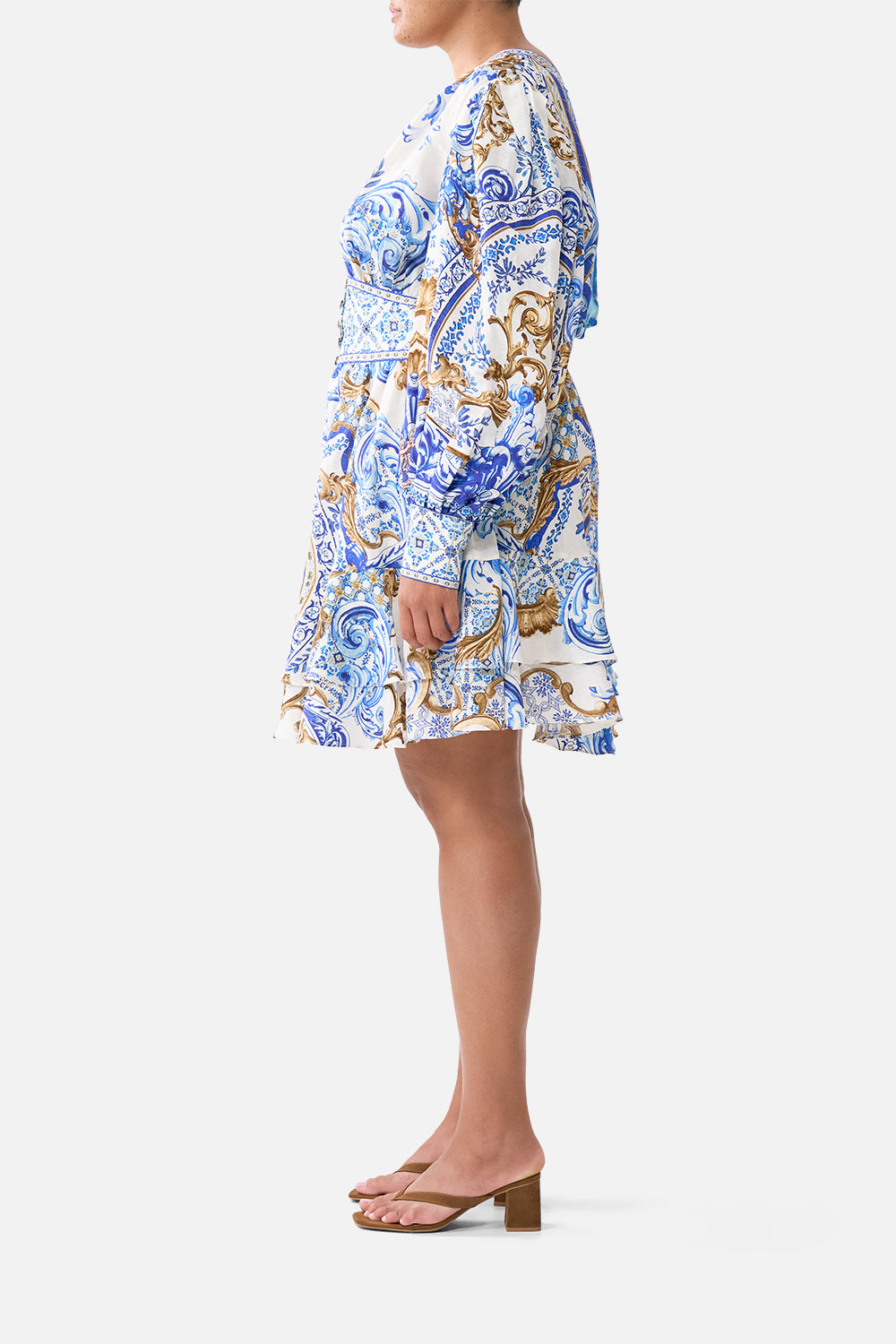 BUTTON FRONT FRILL DRESS AZUL ADVENTURES