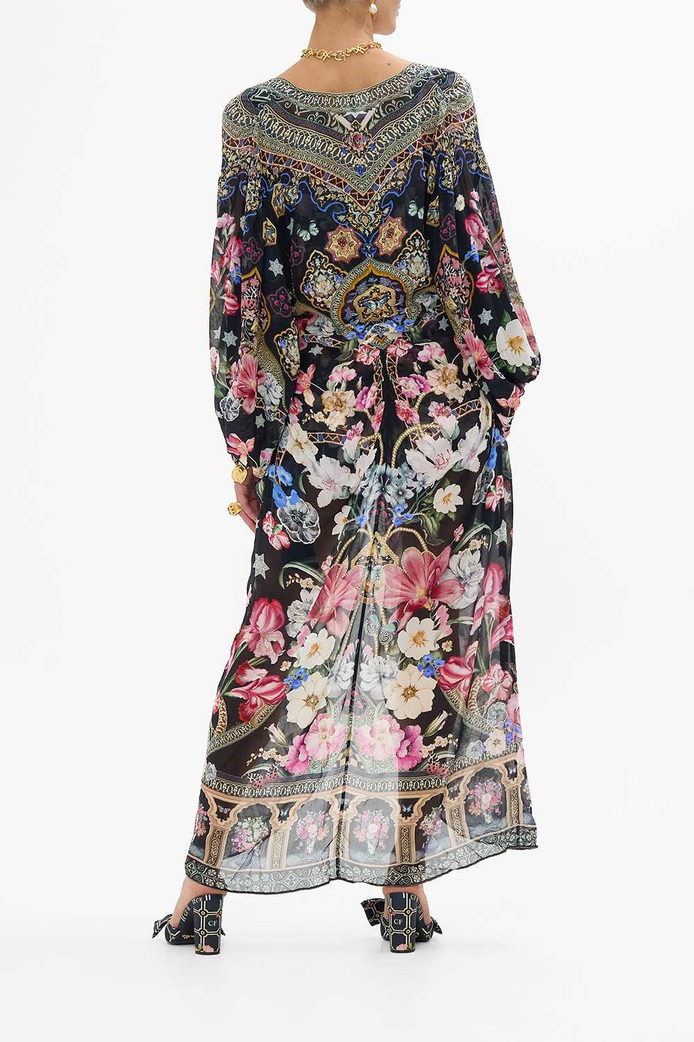 TIE FRONT BLOUSON SLEEVE LAYER MIDNIGHT IN MONSERRATE