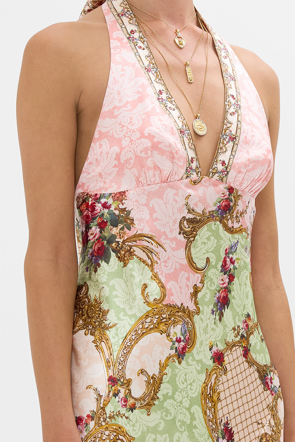 BIAS HALTER DRESS WITH RUFFLE HEM THE QUEENS QUARTERS