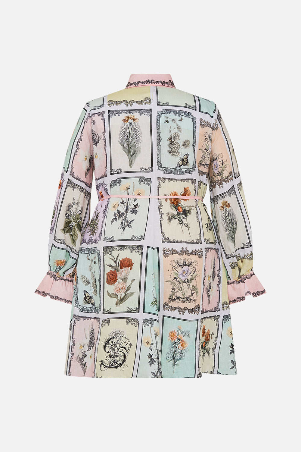 CAMILLA linen shirt dress in Long Live Letterpress print