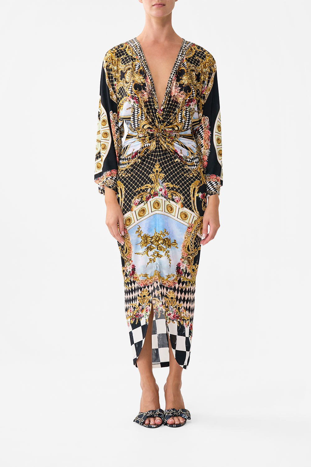 LONG SPLIT FRONT TWIST DRESS MONARCHY MANIA