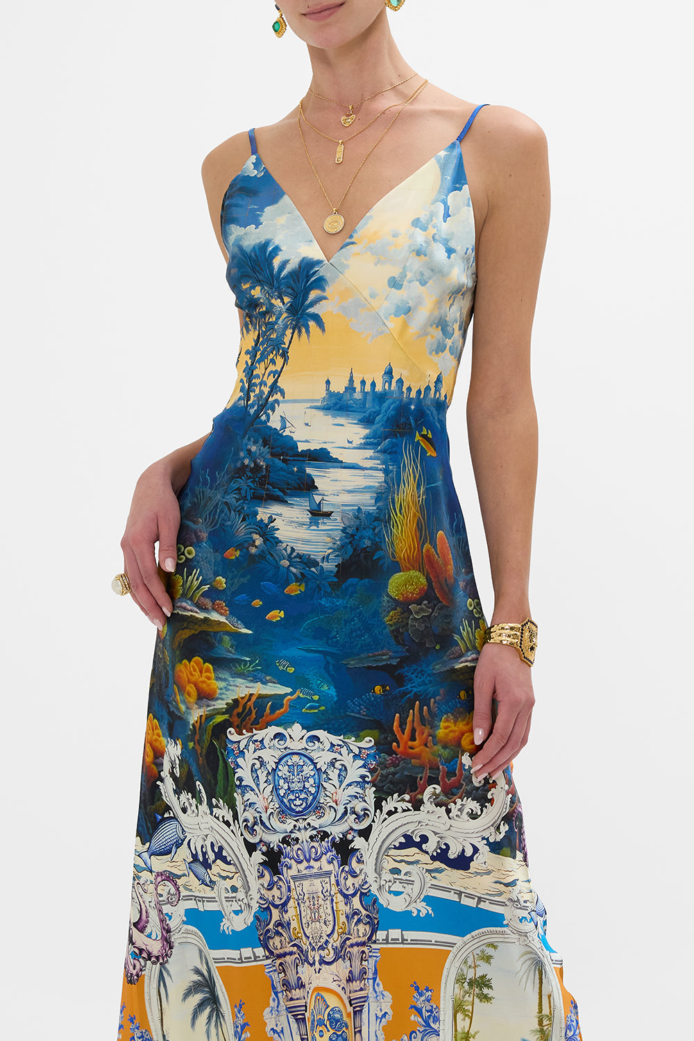 V NECK FULL LENGTH BIAS SLIP DRESS SONG OF SAINT ANTHONY