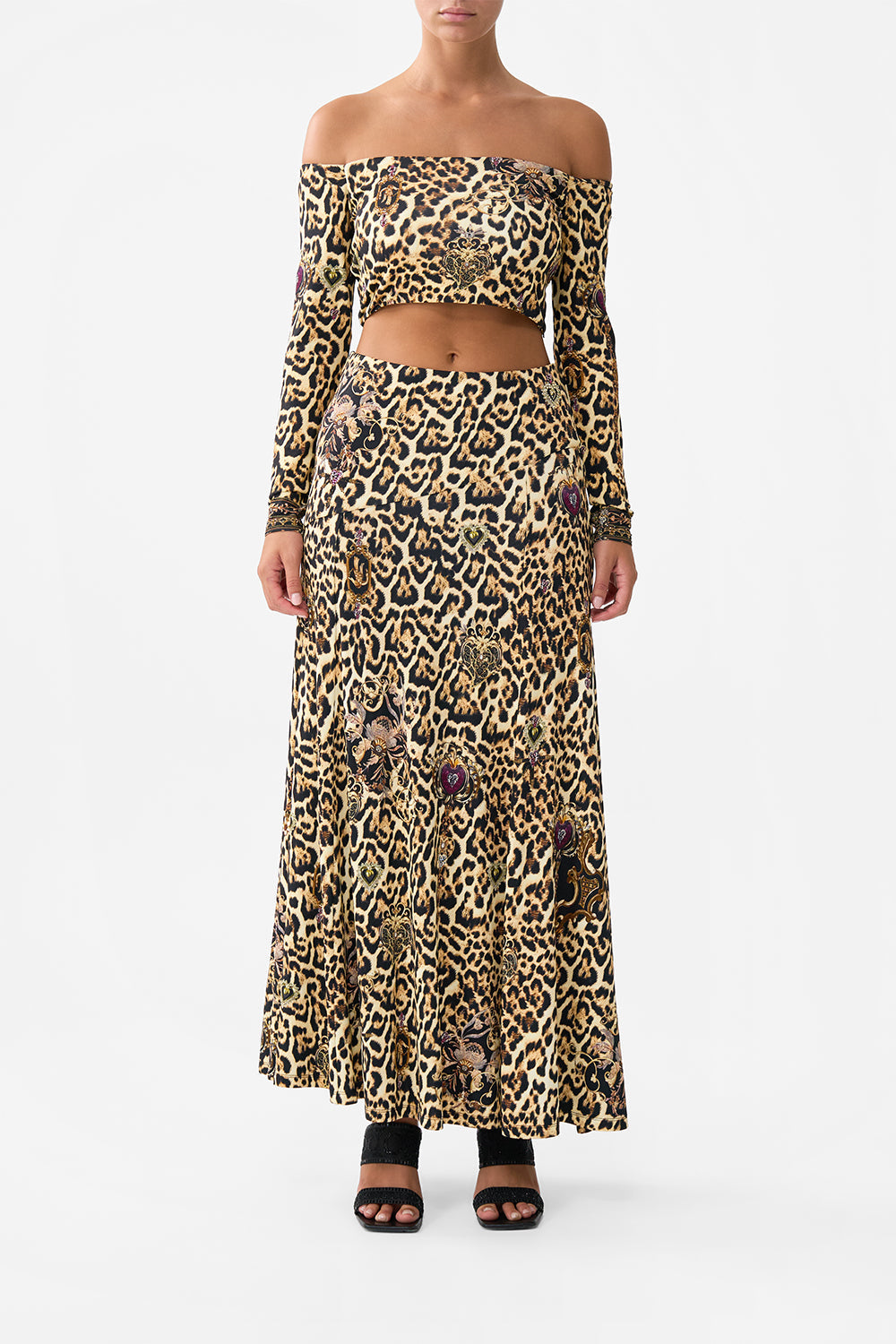 OFF SHOULDER CROPPED JERSEY TOP SAINTS AND SISTERS