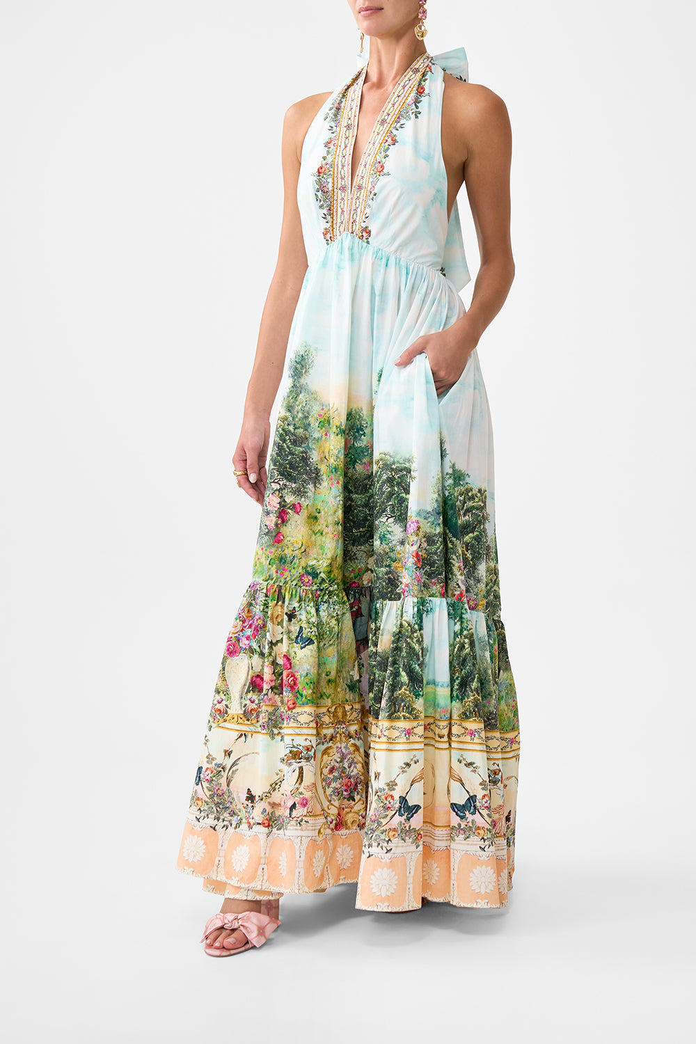 RUFFLE HEM HALTER DRESS ARCHES OF AMOR