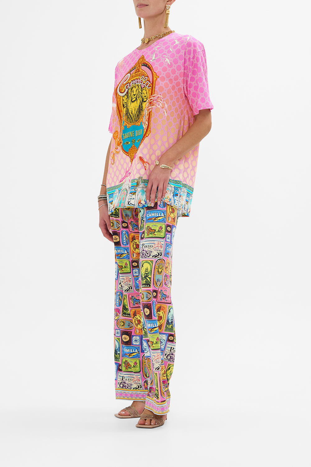 OVERSIZED BAND TEE - PINK/ MULTI SALTY SPLENDOUR