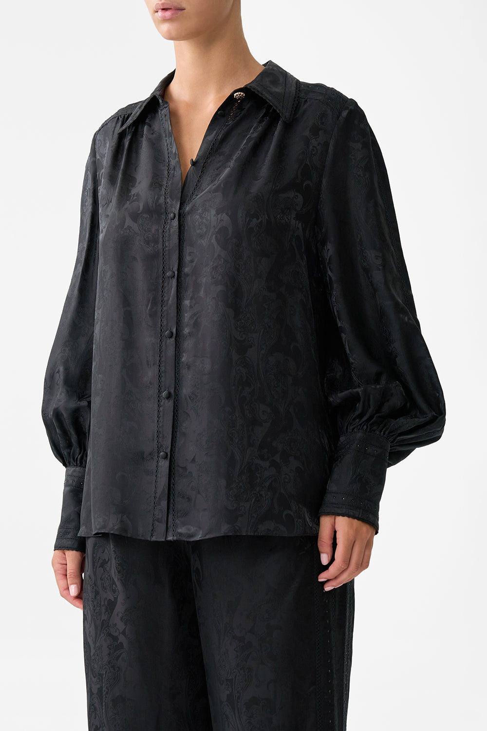 BUTTON THROUGH BLOUSON SLEEVE BLOUSE MONARCHY MANIA