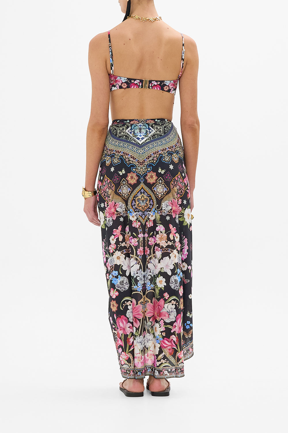 LAYERED LONG SARONG WITH FRONT TIE MIDNIGHT IN MONSERRATE