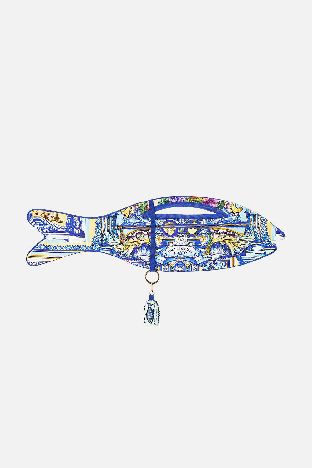 CAMILLA Fish Clutch in Wall To Wall Wonders print