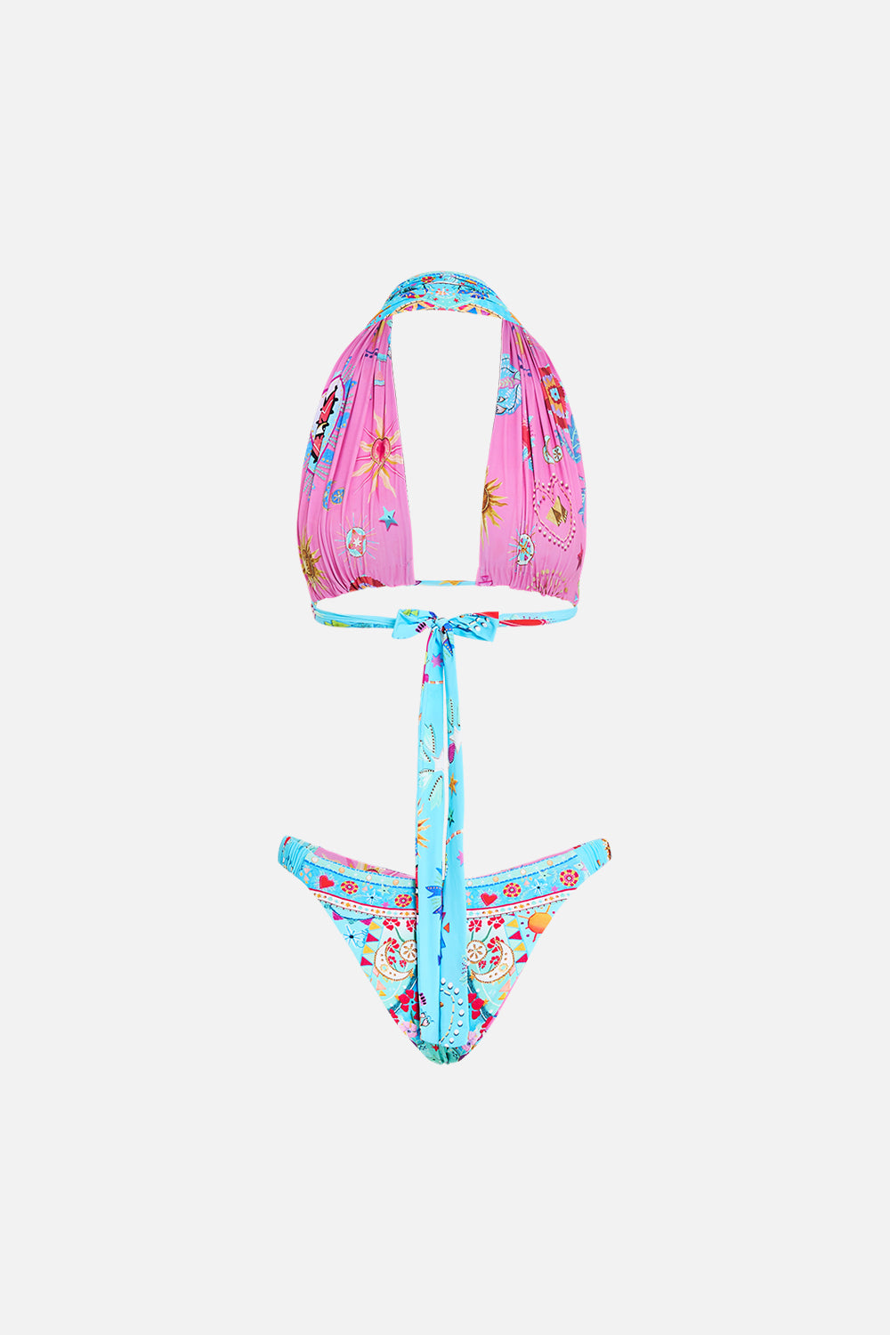 REVERSIBLE HALTER BIKINI A PAINTED VILLAGE