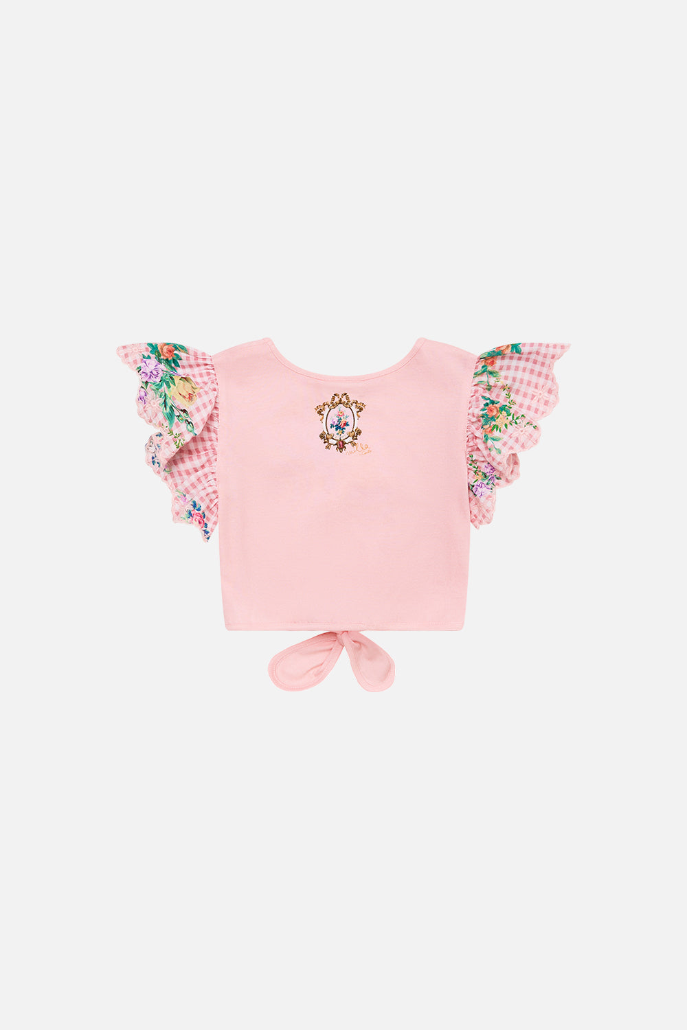 KIDS CROPPED EMBROIDERED TEE WITH TIE 4-10 LISBON LULLABY