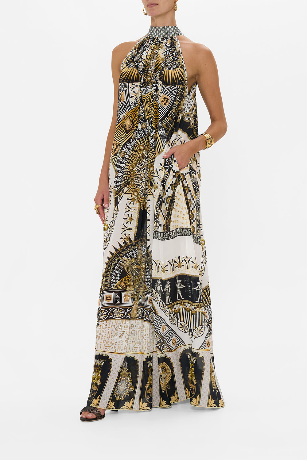 TIE NECK LONG DRESS TEMPLES OF DENDARA