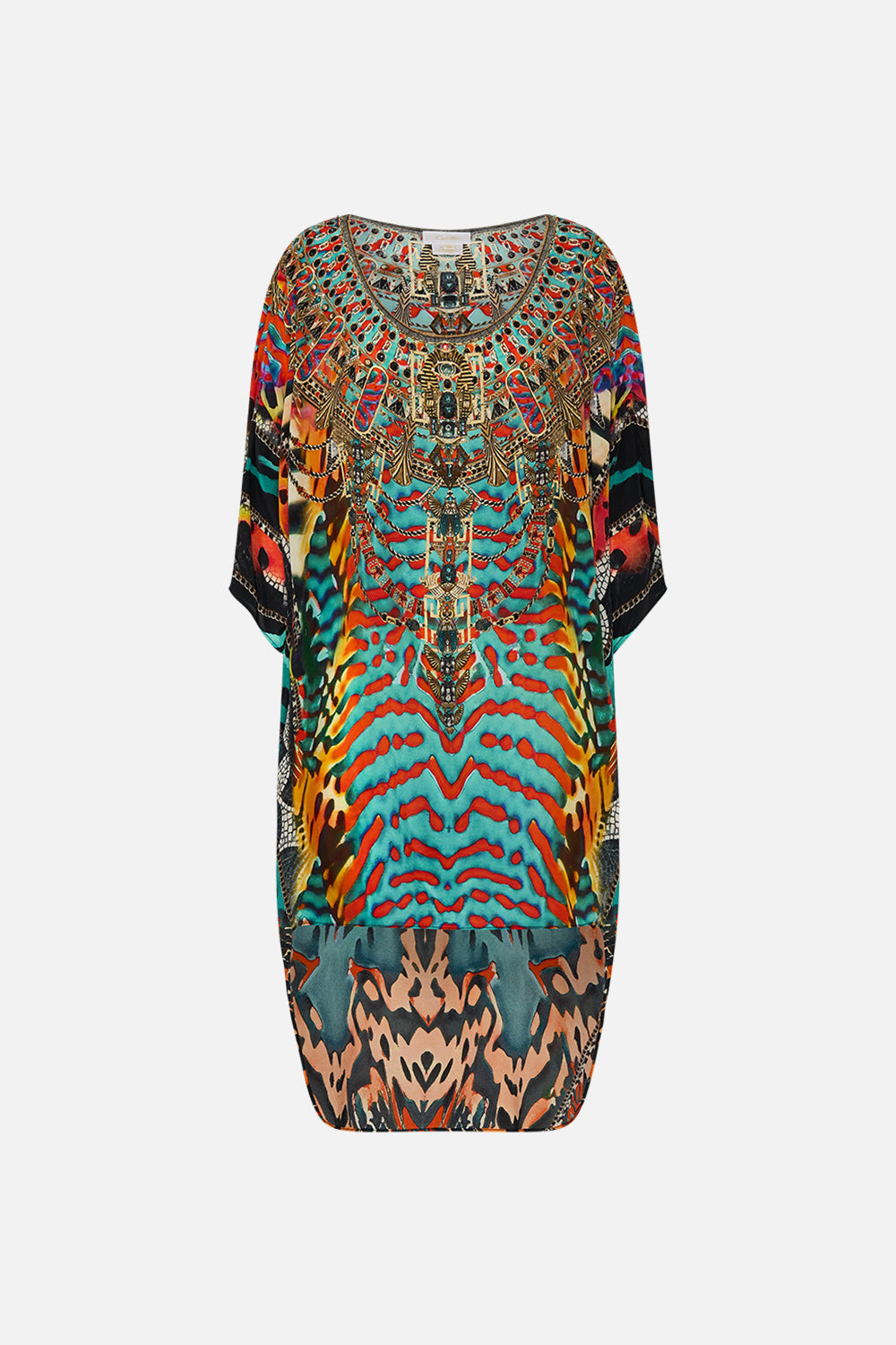 CAMILLA Scoop Back Hem Dress in Desert Visions print.