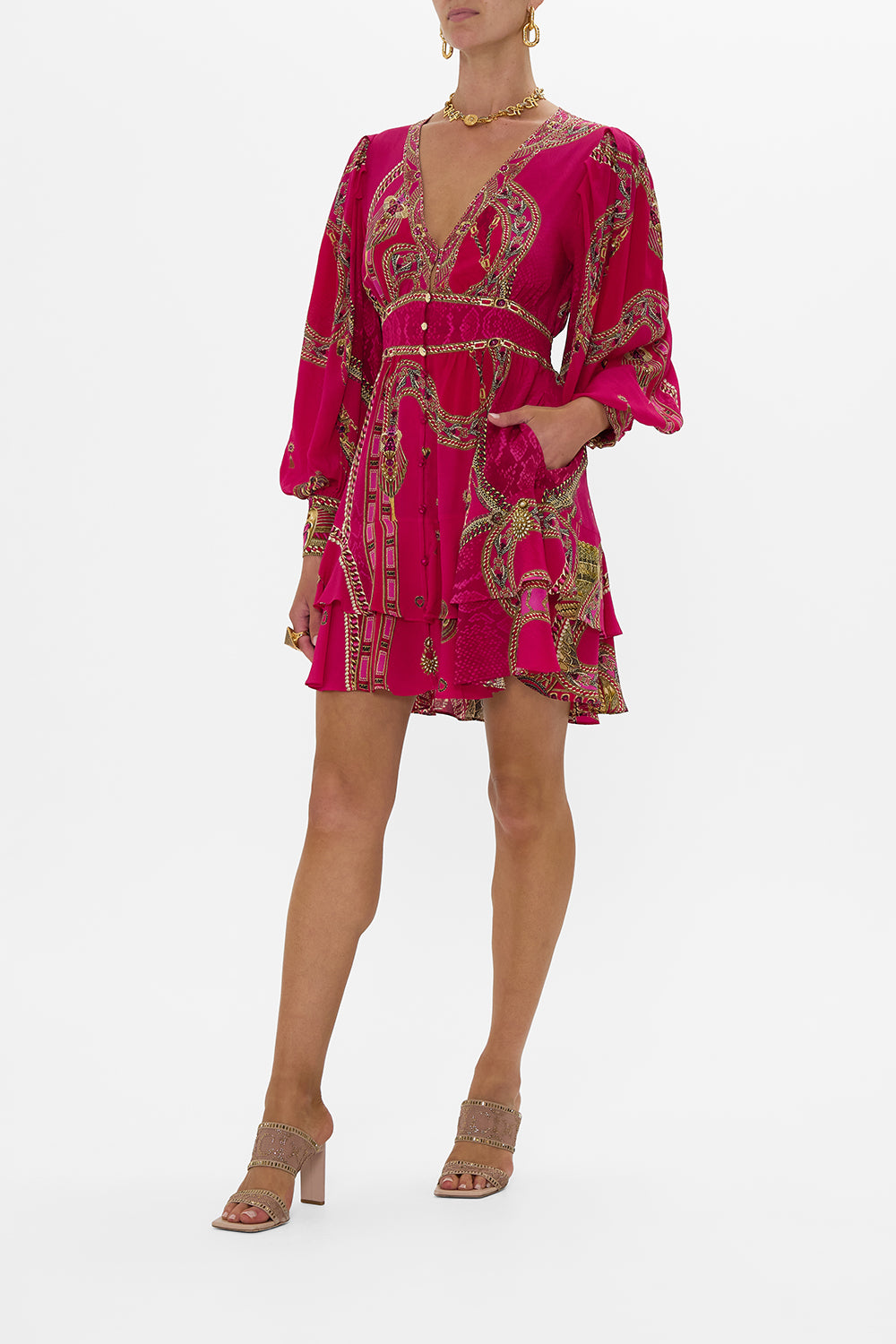 BUTTON FRONT FRILL DRESS KISSED BY A COBRA