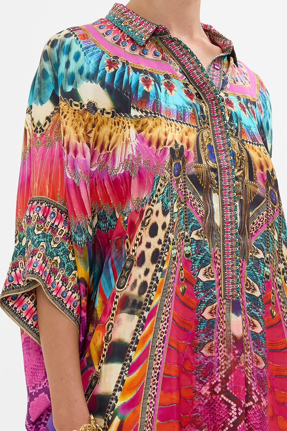 CAMILLA Batwing Kaftan in Sahara Supernatural Print.