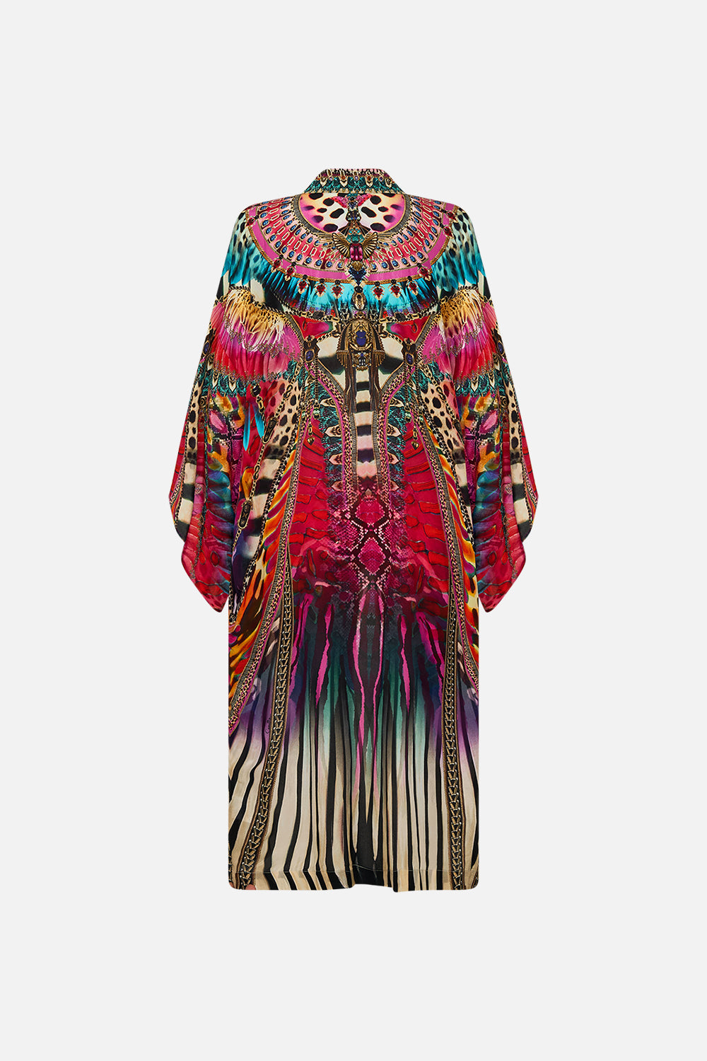 CAMILLA Mid Length Kimono Layer with Collar in Sahara Supernatural print.