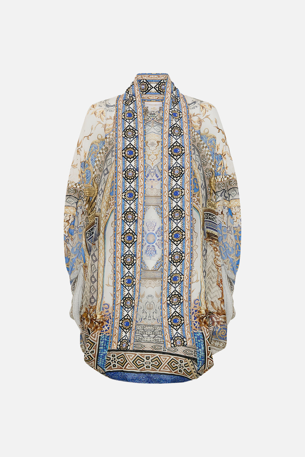 CAMILLA Open Front Cardi Cape in Make Me Your Mosaic Print.