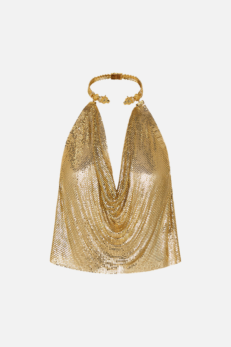 **Portia and Scarlett's Gilded Mesh Gown: Enchanting Elegance for Unforgettable Nights**