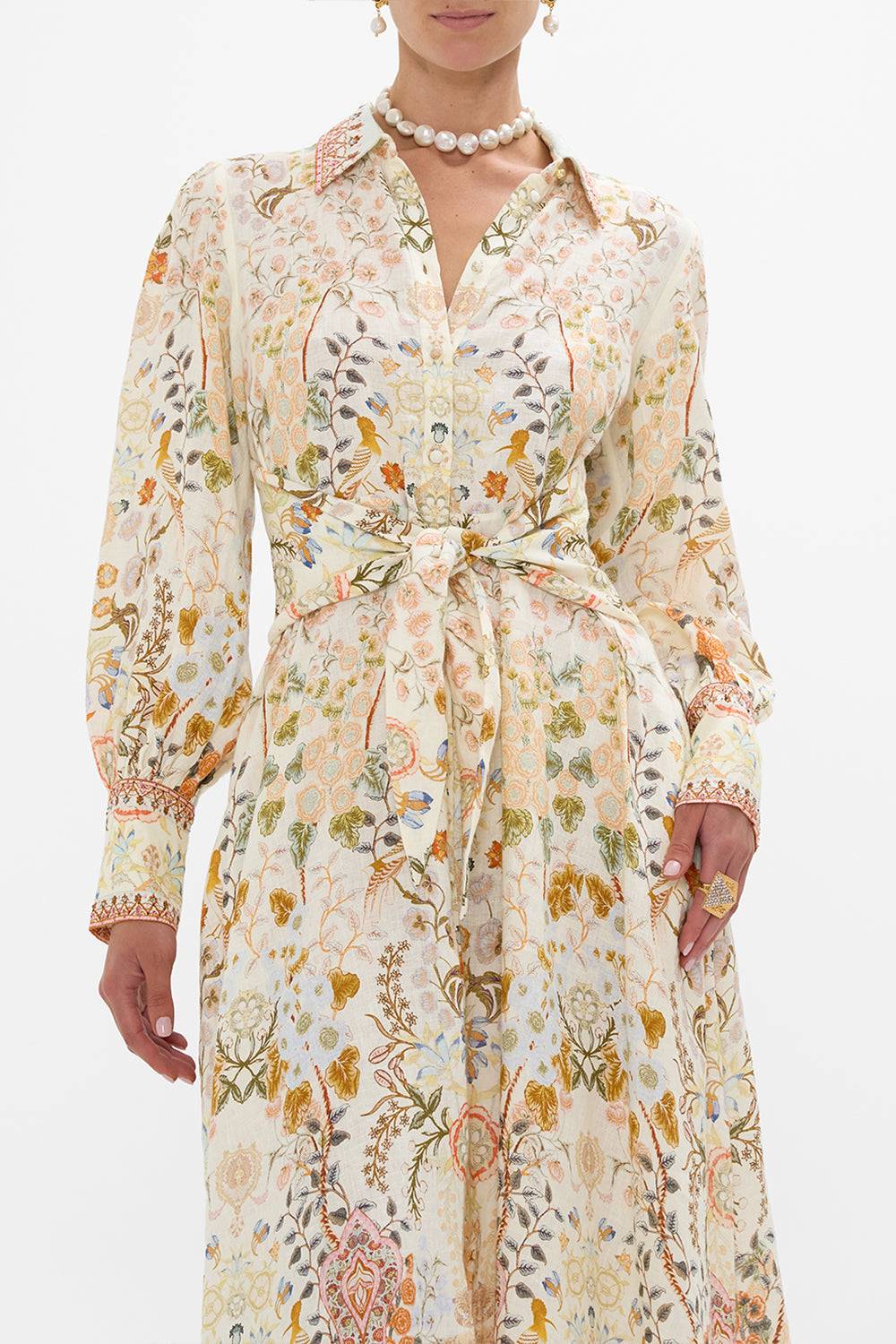 CAMILLA Waist Tie Shirt Dress in Honour of Heirlooms print